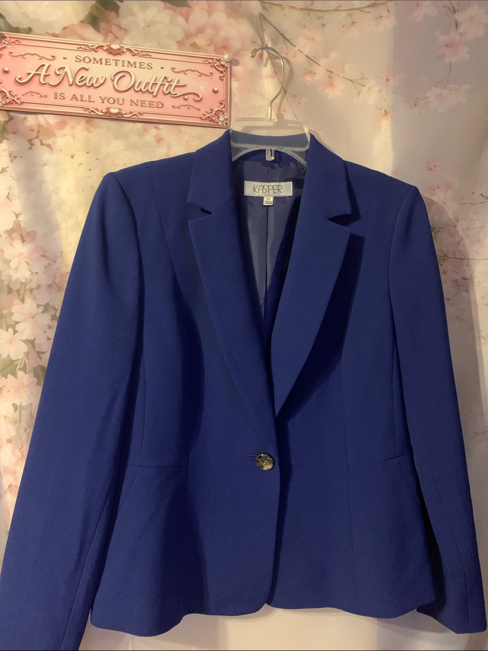 Kasper Women's Royal Blue Single-Button Blazer